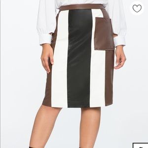 Eloquii Faux Leather Panel Column Skirt